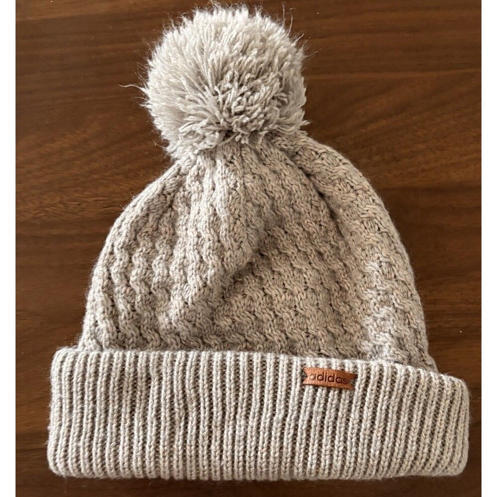 Women’s Adidas Heather Grey Gold Twilight  Beanie Pom-Pom